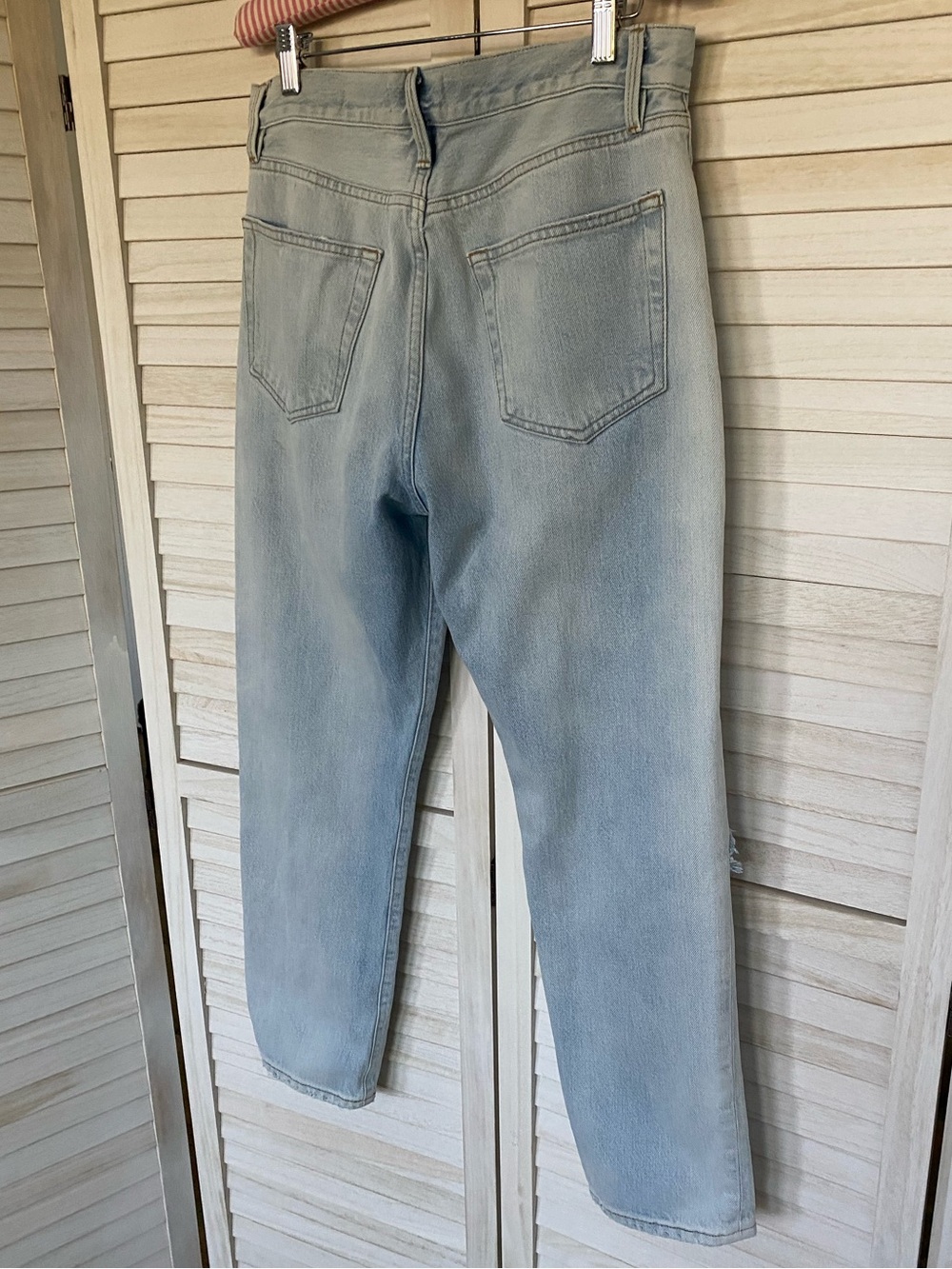 Frame Denim Light Blue Straight Leg Distressed Button Fly Jeans SZ 28 - Picture 13 of 14
